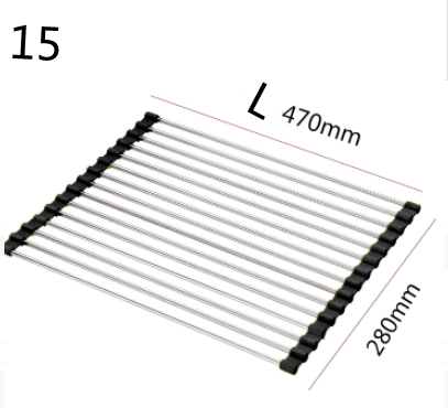 Rejilla para fregadero de cocina plegable de acero inoxidable